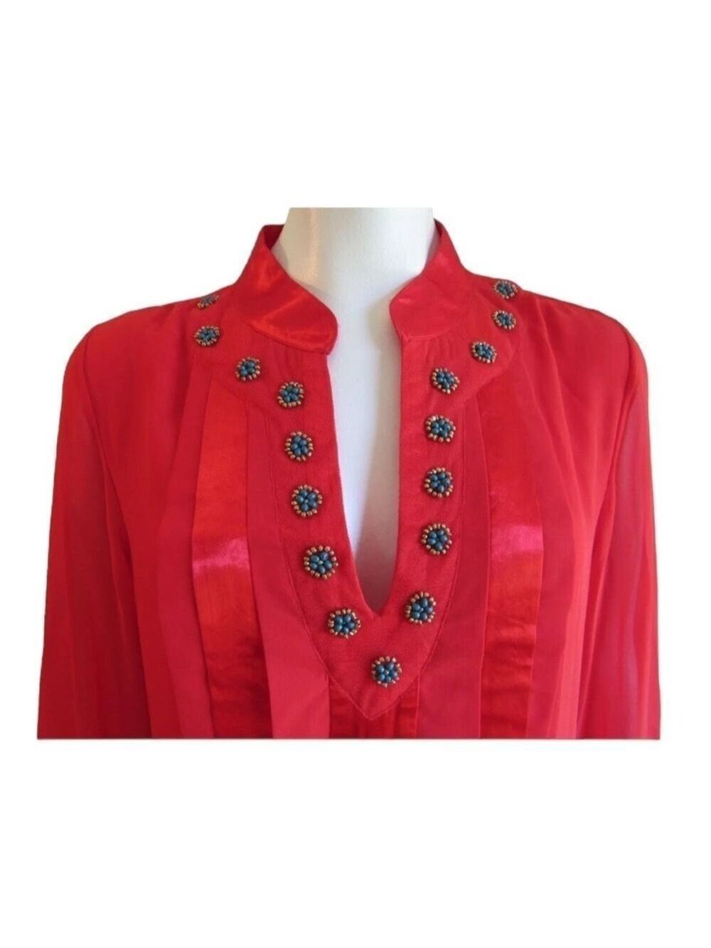 Soft Surroundings Label Noir Casablanca Red Beaded Hippie Tunic Size Lar… - Picture 6 of 11